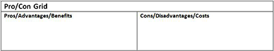 pros and cons table